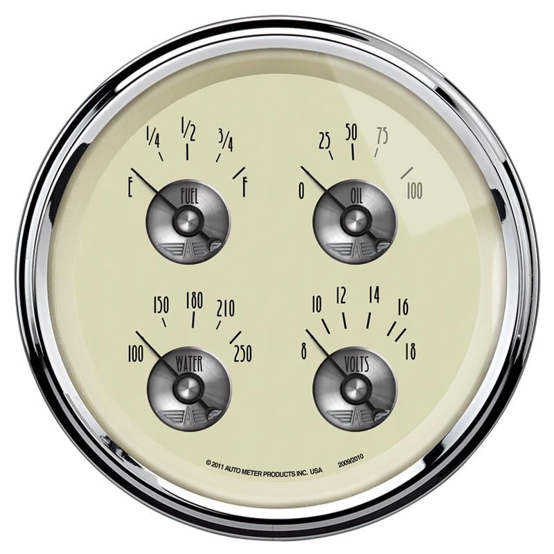 AutoMeter — GAUGE, QUAD, 5" , 0OE TO 90OF, ELEC, PRESTIGE ANTQ. IVORY