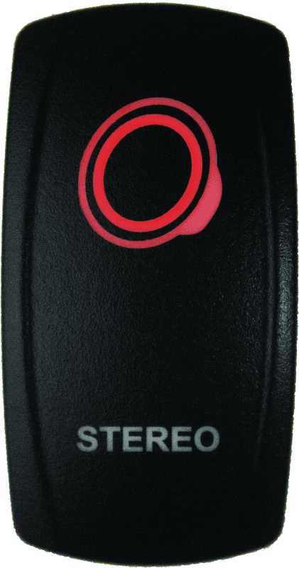 DragonFire Racing — Dual LED Switch, Laser-Etched, Stereo On/Off, Red