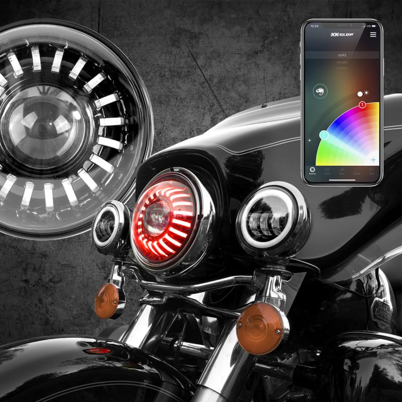 XKGLOW — XK Glow 2pc 7in RGB Jeep JK TJ Headlight Kit w/ Dual-Mode Dash Mount Controller