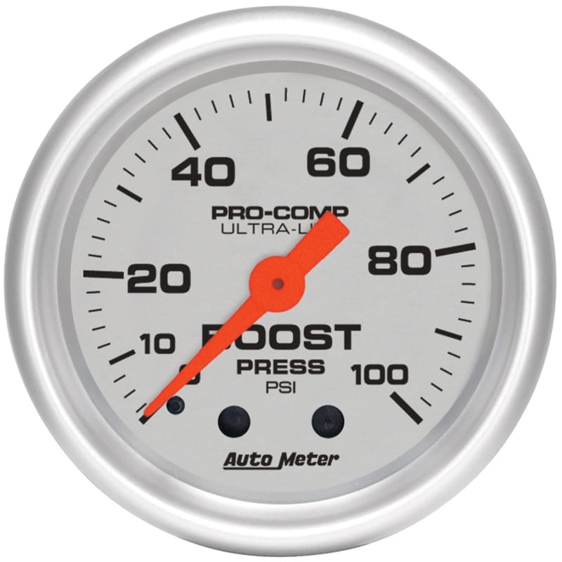 AutoMeter — Autometer Ultra-Lite 52mm 0-100 PSI Mechanical Boost Gauge
2-1/16" BOOST, 0-100