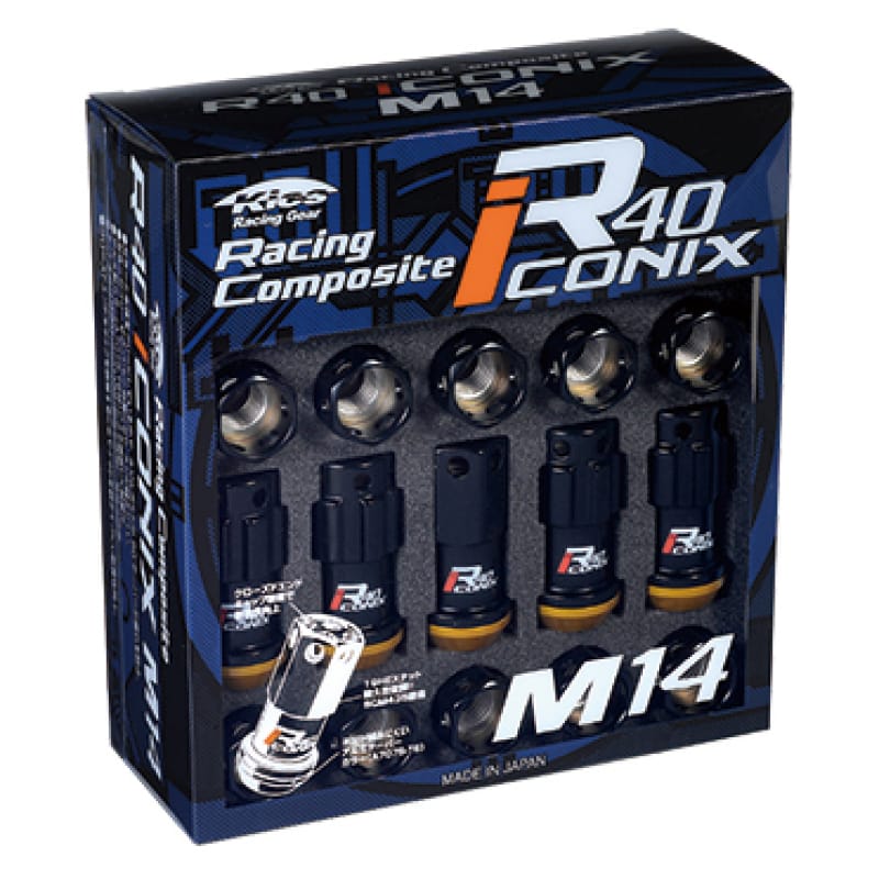 Project Kics — Project Kics KYO-EI R40 Iconix M14x1.25 Black Lock & Nut Set (Capless)