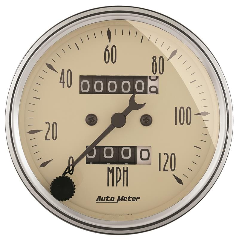 AutoMeter — GAUGE, SPEEDOMETER, 3 1/8" , 120MPH, MECHANICAL, ANTIQUE BEIGE
