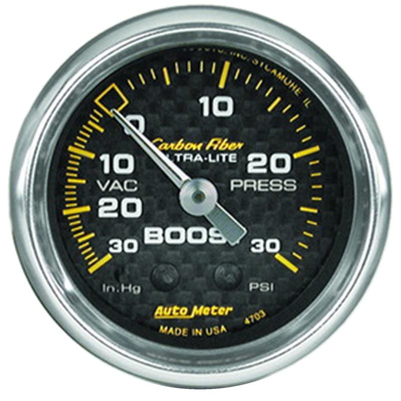 AutoMeter — Autometer Carbon Fiber 52mm 30 PSI Mechanical Boost Gauge
GA 2" BST 30PSI M CF