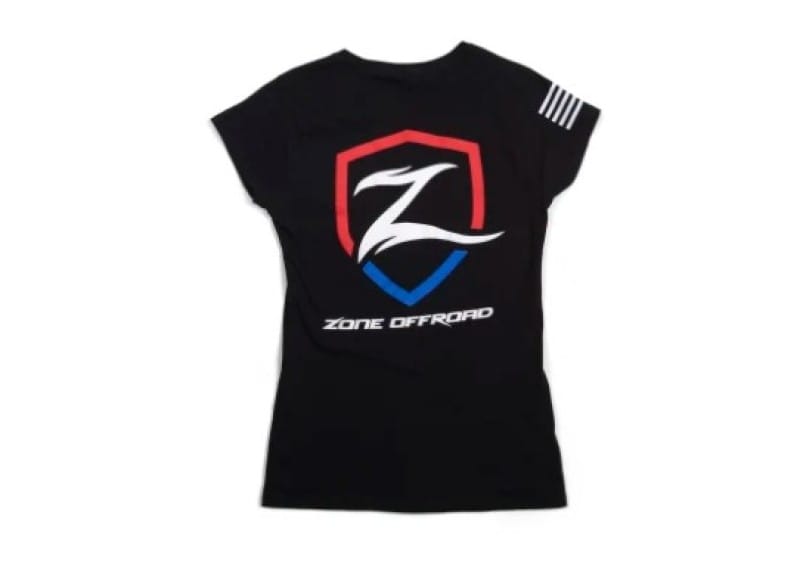 Zone Offroad — Zone Offroad Black Premium Cotton T-Shirt w/ Patriotic Zone Logos - Womens - L