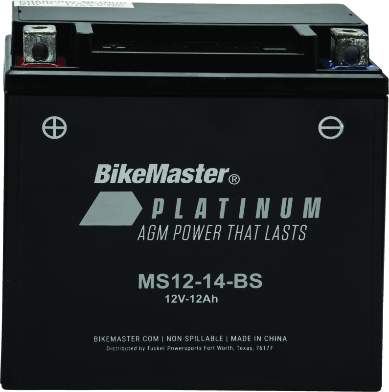 BikeMaster — MS12-14-BS Battery, 12V Battery, 151mm L x 87mm W x 146mm H, 170 CCA