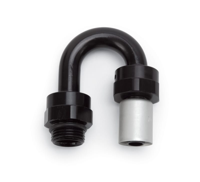 Russell — Russell Performance -6 SAE Port Male to -6 AN Hose 180 Degree Crimp On Hose End - Black Anodized
Hose End