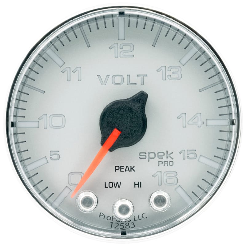 AutoMeter — Autometer Spek-Pro Gauge Voltmeter 2 1/16in 16V Stepper Motor W/Peak & Warn Slvr/Chrm
GA 2" VOLT SFC SPEK