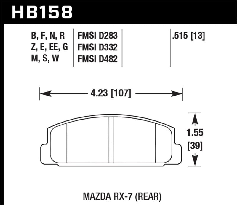 Hawk Performance — Hawk 03-05 Mazda 6 2.3L i OE Incl. Clips Shims Springs Rear ER-1 Brake Pads
Disc Brake Pad