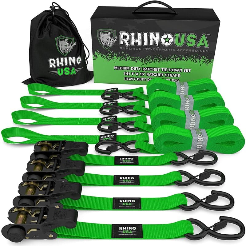 Rhino USA — Rhino USA Medium Duty Ratchet Strap Tie-Down 4-Pack (Green)
Tie Strap