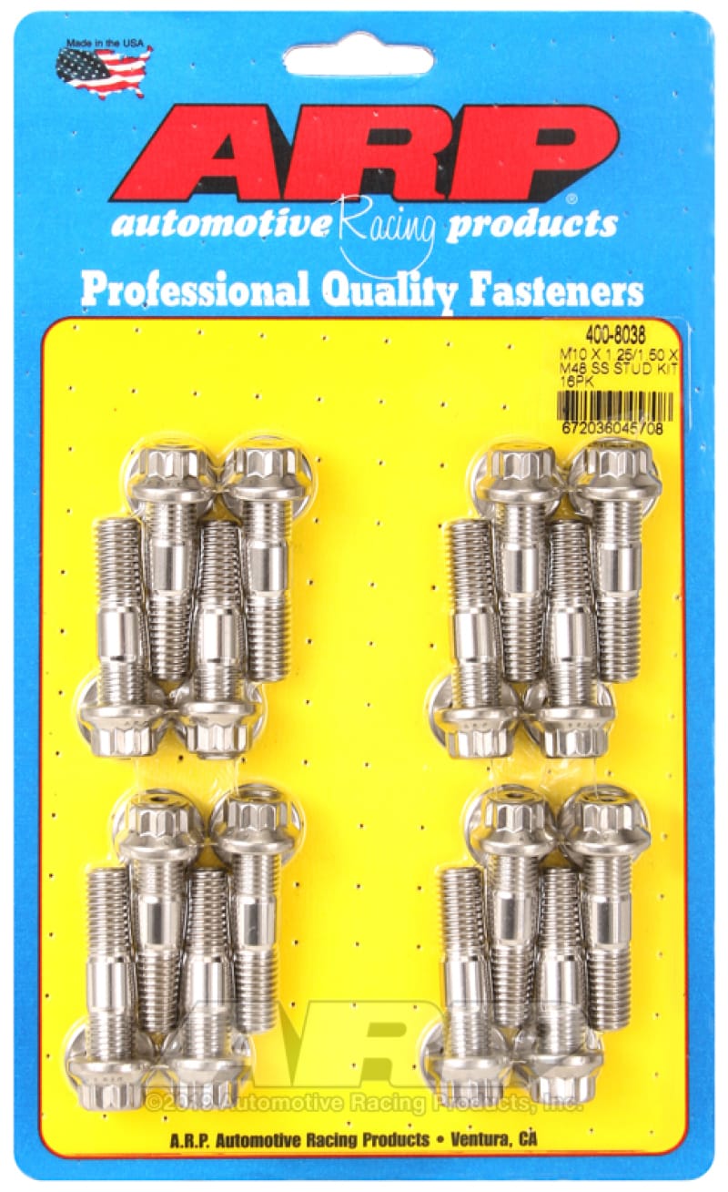 ARP — ARP M10 x 1.25/1.50 x 48 Stainless Steel 12pt Broached Stud Kit (16/pkg)
