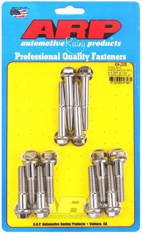 ARP — ARP Ford 351C w/Edelbrock RPM air gap hex intake manifold bolt kit
