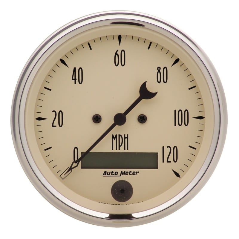 AutoMeter — AutoMeter Gauge Speedo. 3-3/8in. 120MPH Elec. Prog. W/ Lcd Odo Antique Beige
3.4" SPD ELE LCD AB