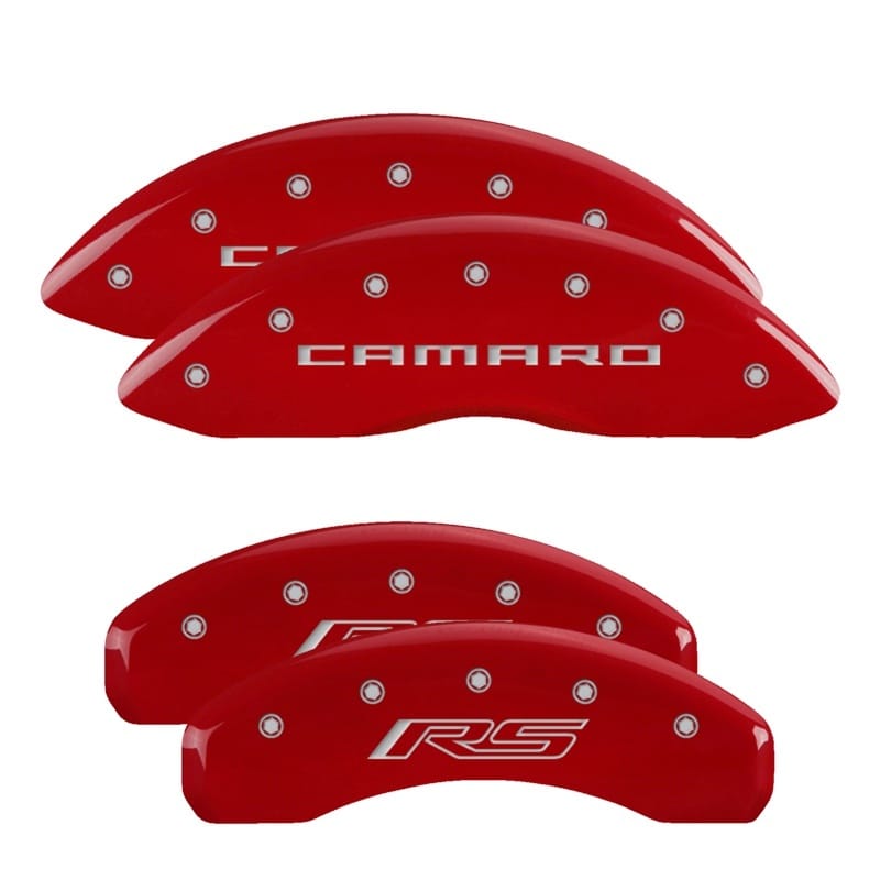 MGP — MGP 4 Caliper Covers Engraved Front Gen 5/Camaro Engraved Rear Gen 5/RS Red finish silver ch
Caliper Covers