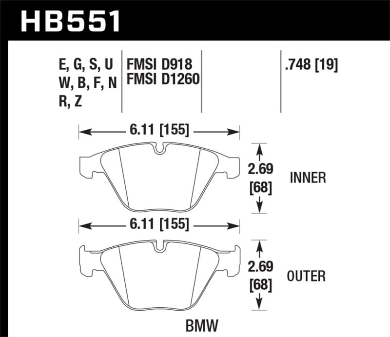 Hawk Performance — Hawk 2011 BMW 1 Series M 3.0L Base Front ER-1 Brake Pads
Disc Brake Pad