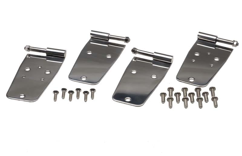 Kentrol — Kentrol 76-93 Jeep CJ/Wrangler YJ Door Hinge Set 4 Pieces - Polished Silver