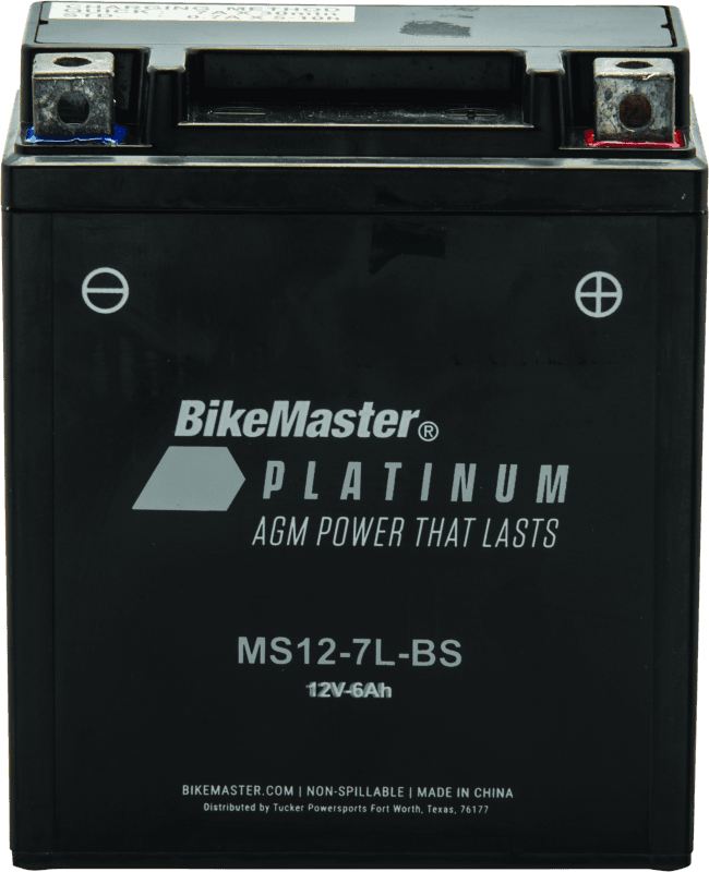 BikeMaster — MS12-7L-BS Battery, 12V Battery, 114mm L x 69mm W x 134mm H, 100 CCA