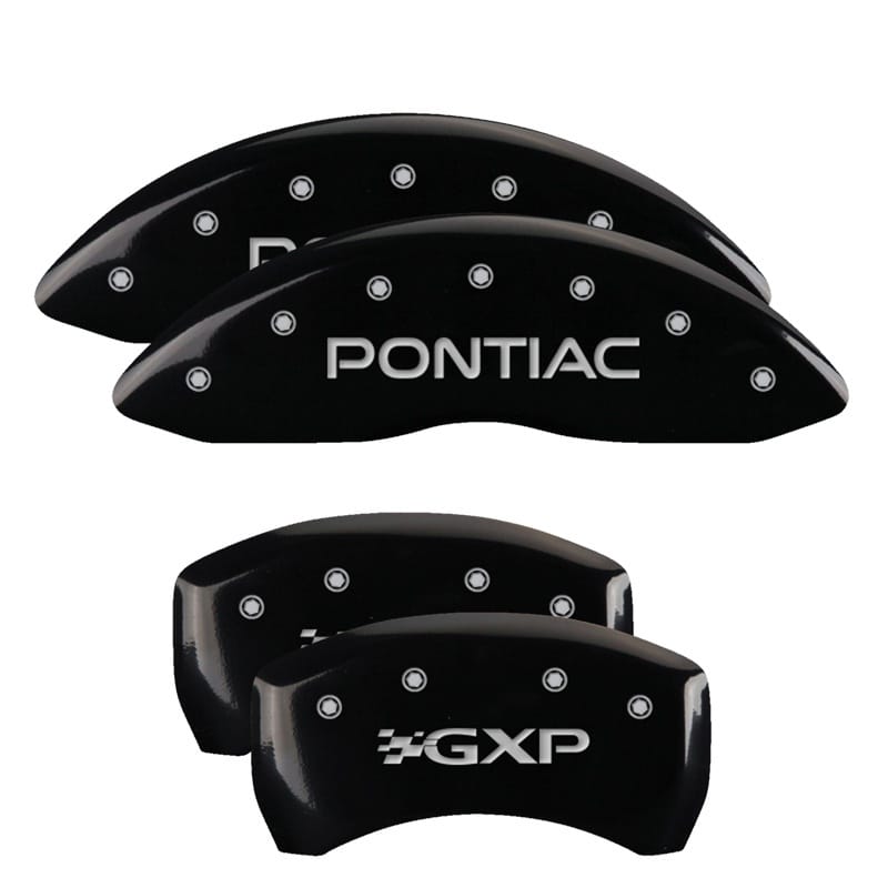 MGP — MGP 4 Caliper Covers Engraved Front Pontiac Engraved Rear GXP Black finish silver ch
Caliper Covers