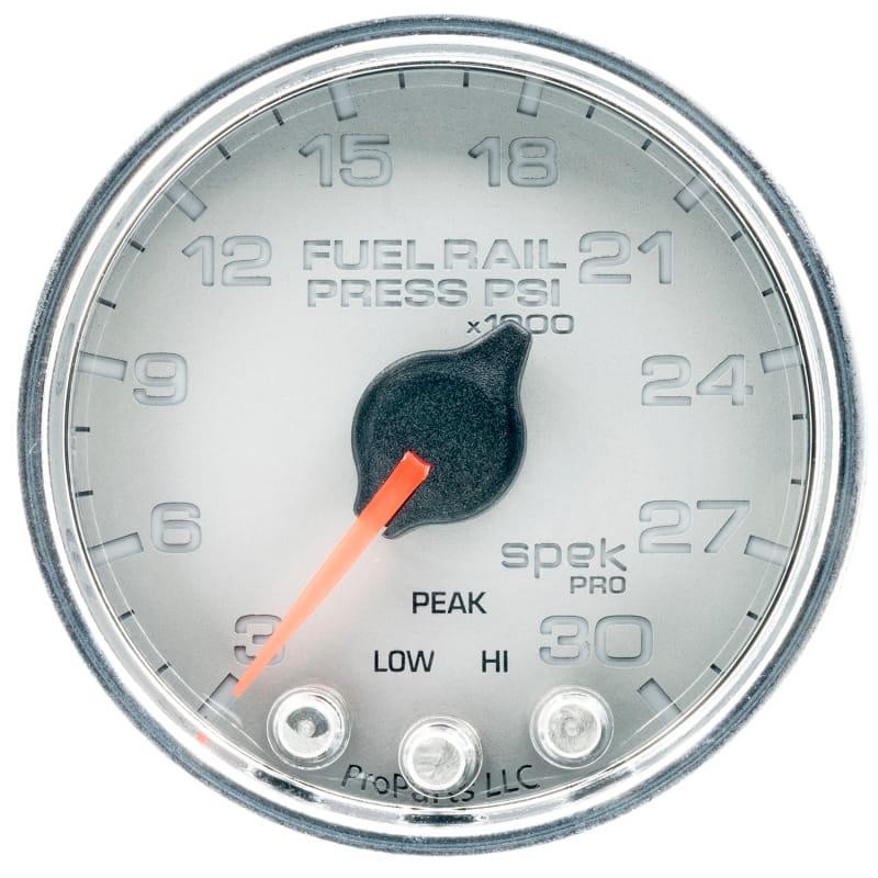 AutoMeter — Autometer Spek-Pro Gauge Rail Press 2 1/16in 30Kpsi Stepper Motor W/Peak & Warn Slvr/Chrm
GA 2" RAILP SCC SPEK