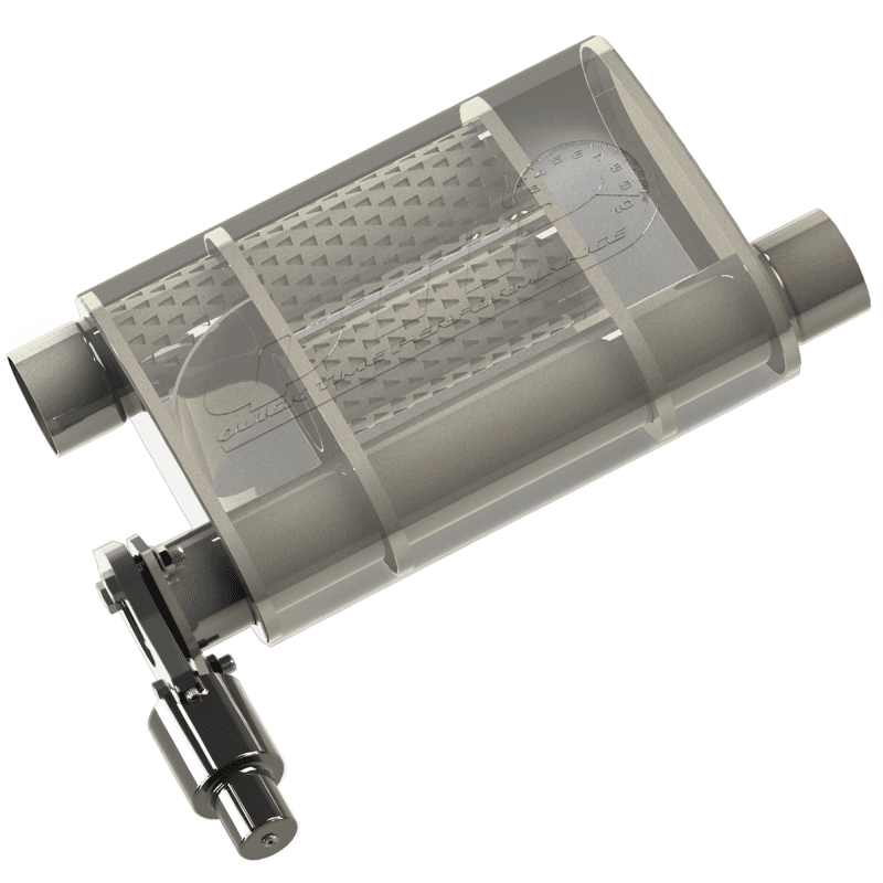 QTP — QTP 2.5in Weld-On 304SS Reverse Screamer Muffler Short Case w/Bolt-On QTEC Electric Cutout