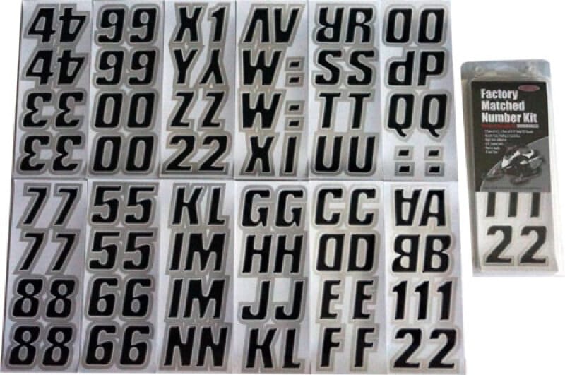 Hardline — Hardline Snowmobile Lettering Registration Kit 2 in. - 500 Black/Silver