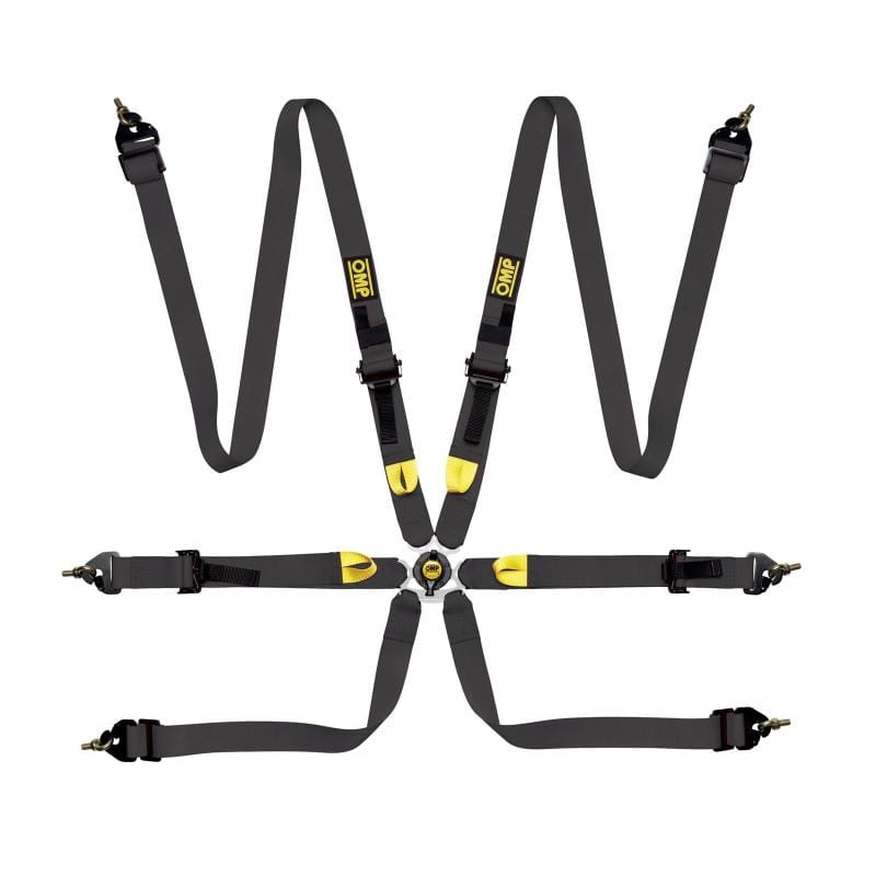 OMP — OMP Safety Harness First 2In Black (Fia 8853-2016) Pull Up - Steel Adj