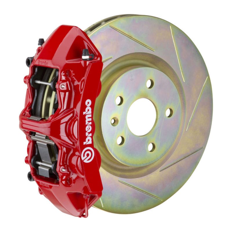 Brembo — Brembo 05-14 Mustang GT Excl non-ABS Equipped Fr GT BBK 6Pist Cast 355x32 1pc Rtr Slot Type1-Red