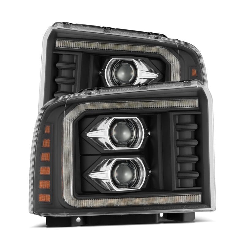 AlphaRex — AlphaRex 05-07 Ford F250/350/450/550 Super Duty LUXX LED Proj HL Blk w/Actv Light & Seq Sig + SB DRL
Projector Headlights