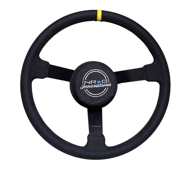 NRG — NRG Reinforced Steering Wheel (380mm) Nascar/ Alcantara 3 Spoke w/ NRG Logo/ Removable Crushed Pad