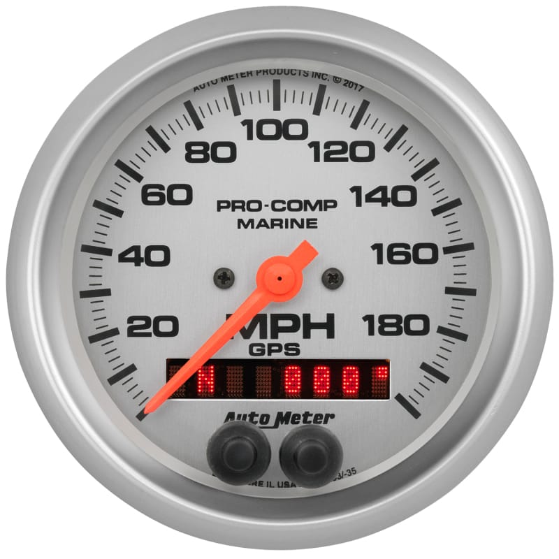 AutoMeter — Autometer Gauge GPS Speedometer 3-3/8in 200 MPH Marine Silver Gauge