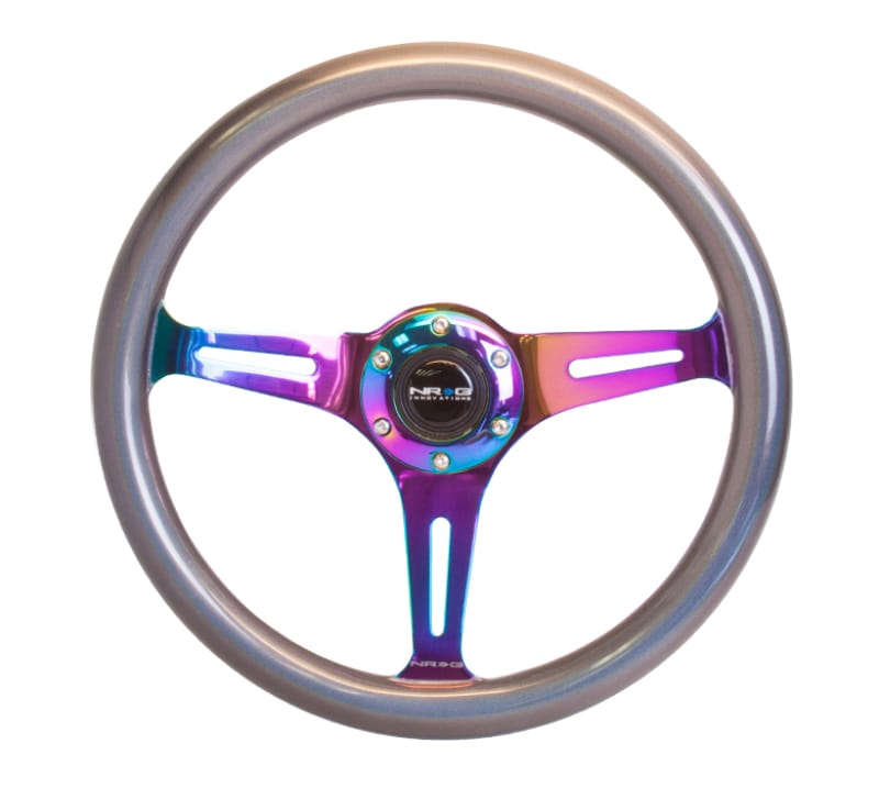 NRG — NRG Classic Wood Grain Steering Wheel (350mm) Chameleon/Pearlescent Paint Grip w/Neochrome 3-Spoke