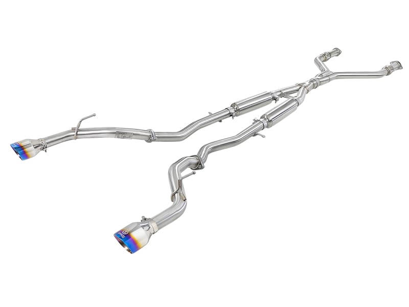 aFe — aFe POWER Takeda 2.5in 304 SS CB Exhaust w/ Blue Flame Tips 17-19 Infiniti Q60 V6-3.0L (tt)
Cat-Back Exhaust