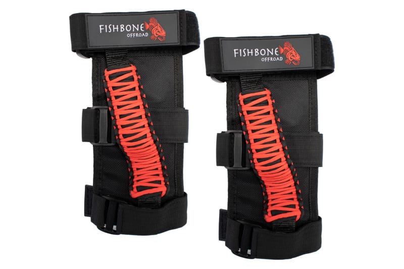 Fishbone Offroad — Fishbone Offroad Paracord Grab Handles w/Three Straps Red