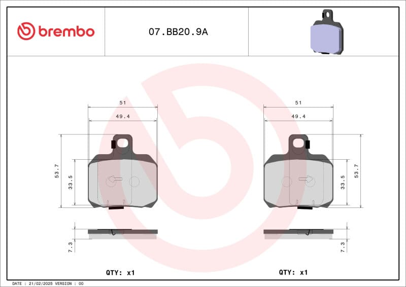 Brembo OE Powersports — Brembo OE 1999 Bombardier Traxter 500 4x4 Auto Sinter Genuine Disc Brake Pad Set - Front