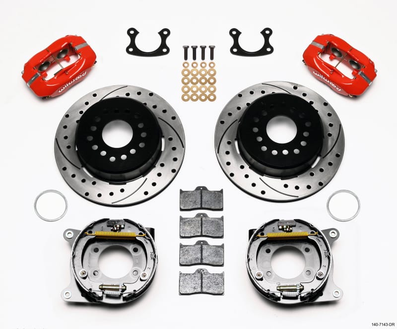 Wilwood — Wilwood Forged Dynalite P/S Park Brake Kit Drilled Red Small Ford 2.66in Offset
BRAKE KIT