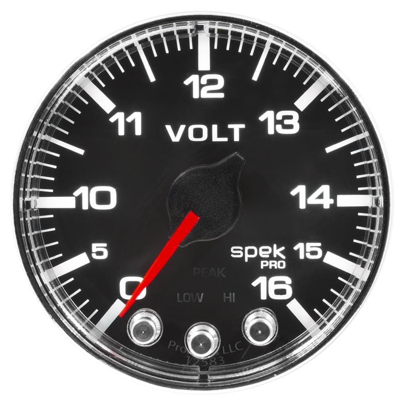 AutoMeter — Autometer Spek-Pro Gauge Voltmeter 2 1/16in 16V Stepper Motor W/Peak & Warn Blk/Chrm
GA 2" VOLT BFC SPEK