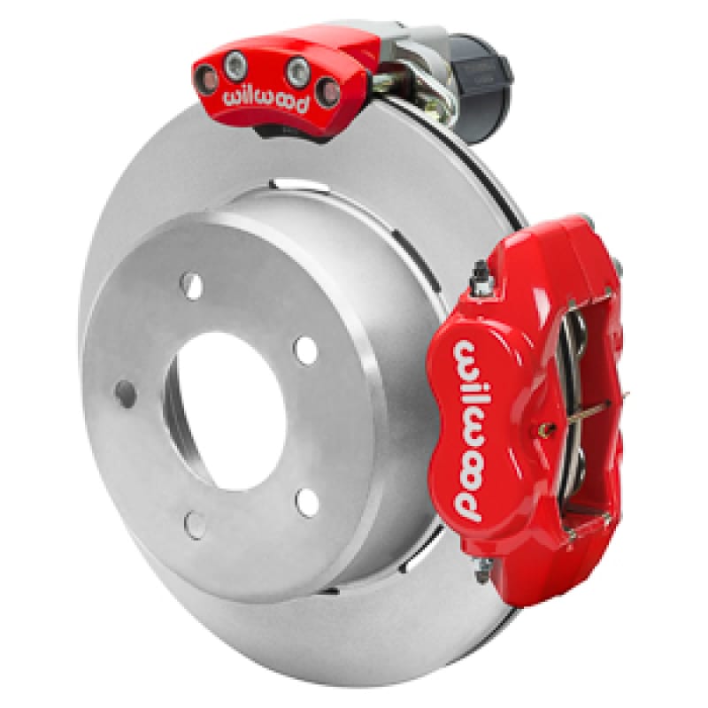 Wilwood — Wilwood 88-98 GM C1500 Rear Electronic Parking Brake Kit Red 12.19in Rotor 3.25in Offset