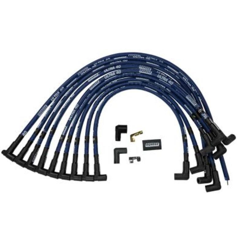 Moroso — Moroso Chevrolet Small Block Ignition Wire Set - Ultra 40 - Sleeved - HEI - 90 Degree - Blue