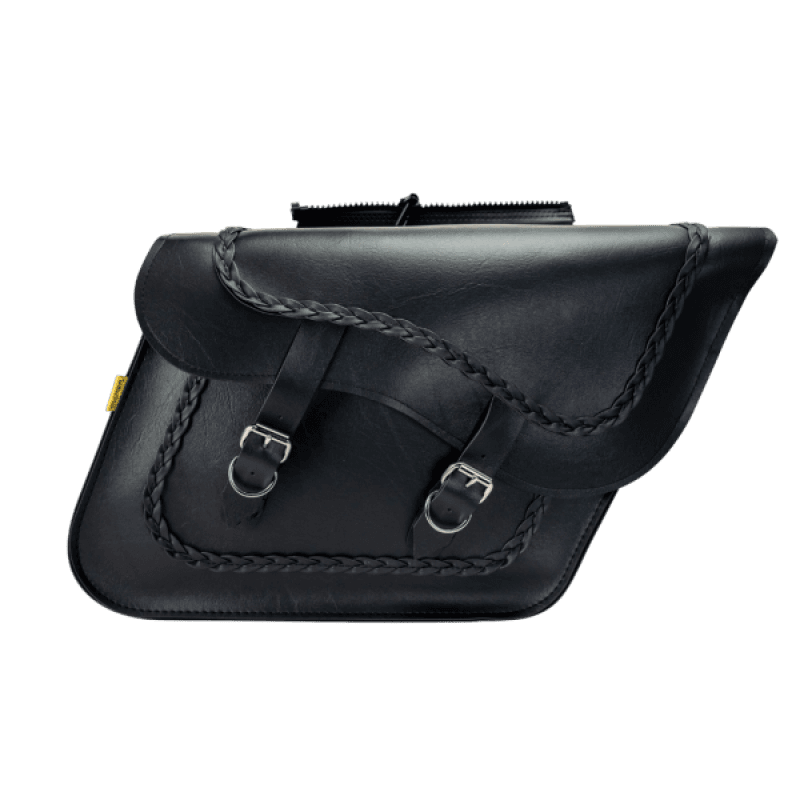 Willie & Max — Willie & Max Universal Braided Large Slant Saddlebags (16 in L x 11 in H x 6.5 in W) - Black