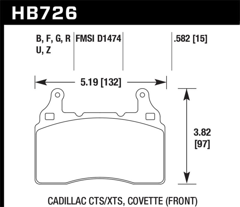 Hawk Performance — Hawk 2014 Cadillac CTS Vsport Performance Round Weights Front ER-1 Brake Pads
Disc Brake Pad