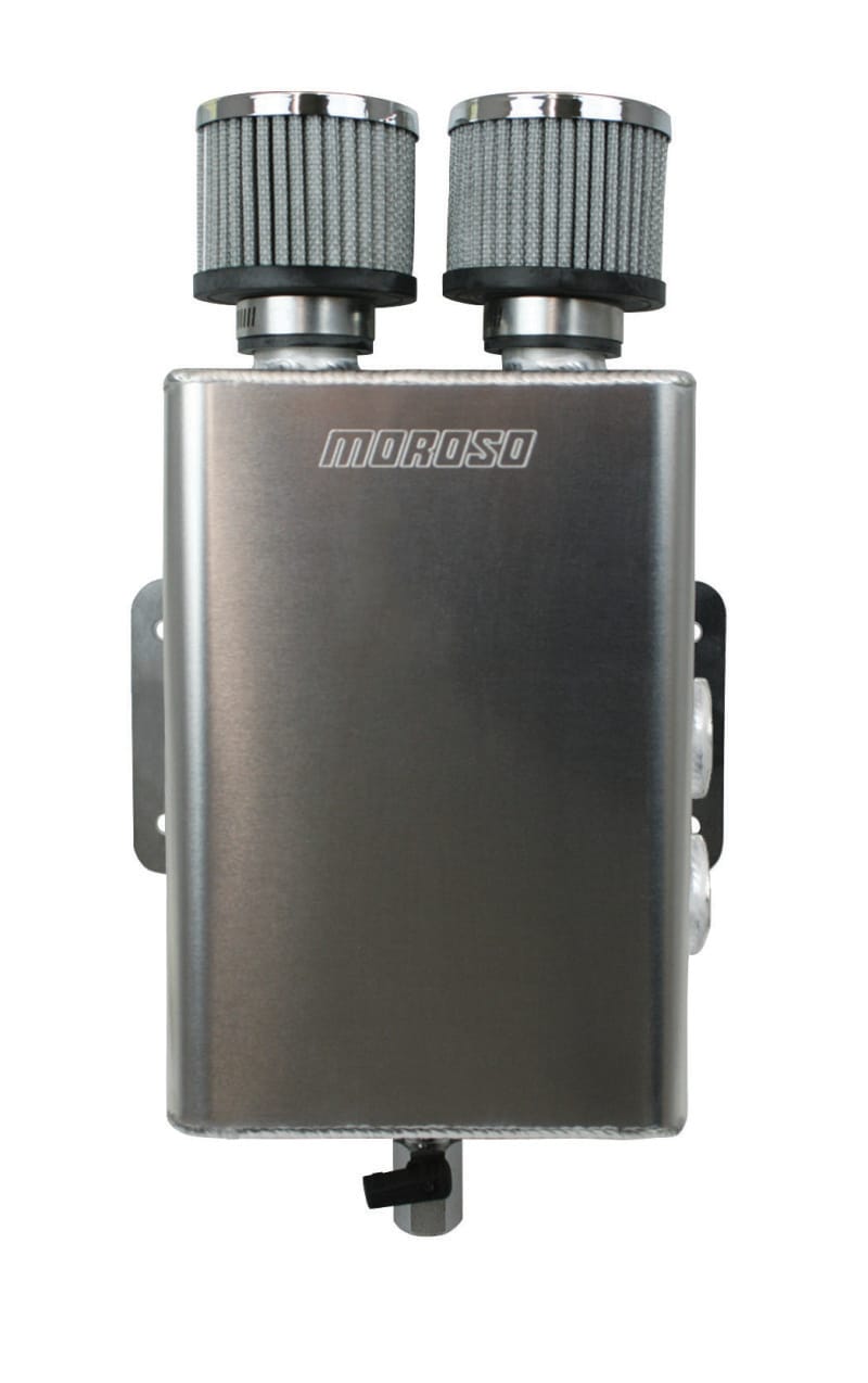 Moroso — Moroso Breather Tank/Catch Can -16An Female Inlet - Right Side - Two Breathers - Aluminum