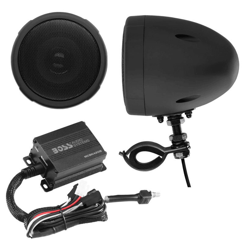 Boss Audio — Boss Audio Systems Motorcycle Speaker Amplifier/ Bluetooth/ 3in Speakers Pair- Black