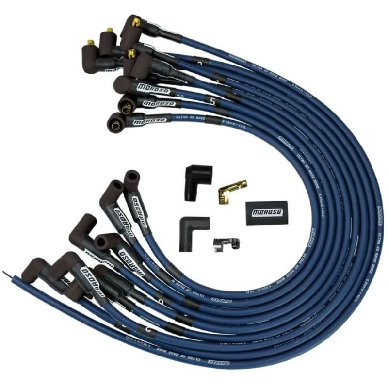Moroso — Moroso Chevrolet Small Block Ignition Wire Set - Ultra 40 - Unsleeved - Non-HEI - Over Valve - Blue