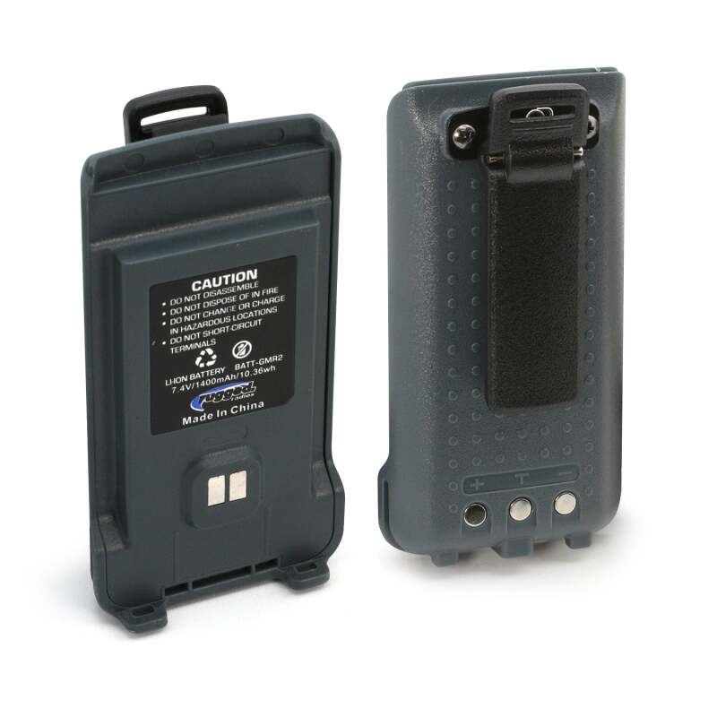 Rugged Radios — Rugged Radios GMR2 Replacement Lithium Battery w/12v Charge Port and Belt Clip Grey