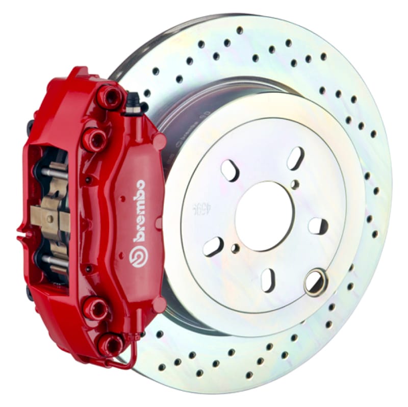 Brembo — Brembo 66-89 911S/SC/Carrera Rear GT BBK 4 Piston Cast 2pc 309x28 1pc Rotor Drilled-Red