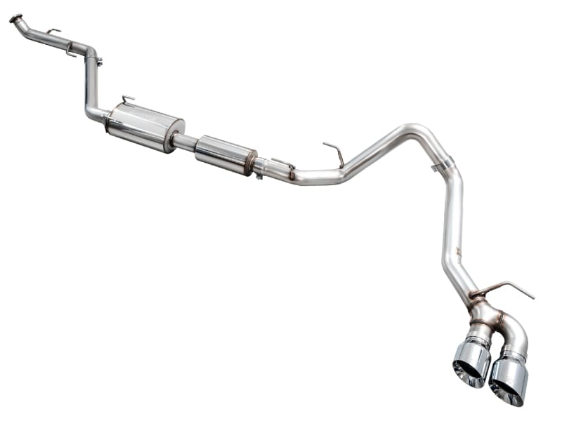 AWE Tuning — AWE Exhaust for 4th Gen Toyota Tacoma Dual Chrome Silver Tips