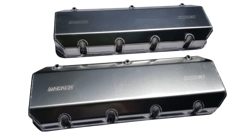 Moroso — Moroso Brodix DN9 (w/3in Cylinder Heads) Valve Cover w/Billet Rail - Aluminum - Pair