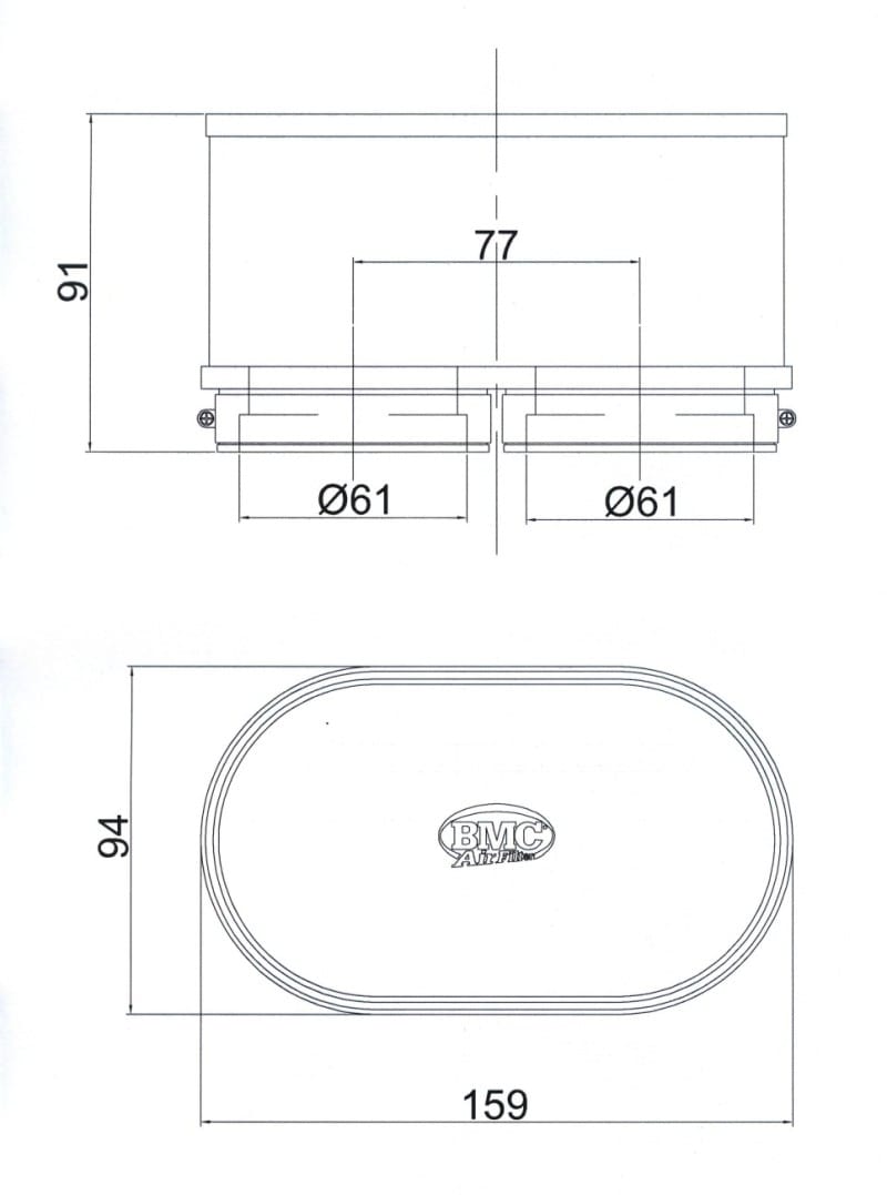BMC — BMC Twin Air Carburetor Filter - 61mm x 2 ID / 74mm H