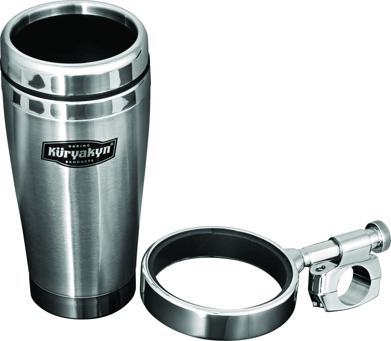Kuryakyn — Drink Holder With Stainless Steel Mug 1 in. Bar Clamp Chrome