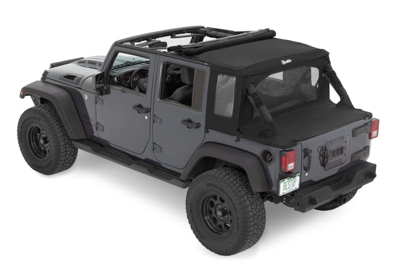 Bestop — Bestop 07-18 Jeep Wrangler JK 4-Door Halftop Soft Top (Black Diamond)
Halftop