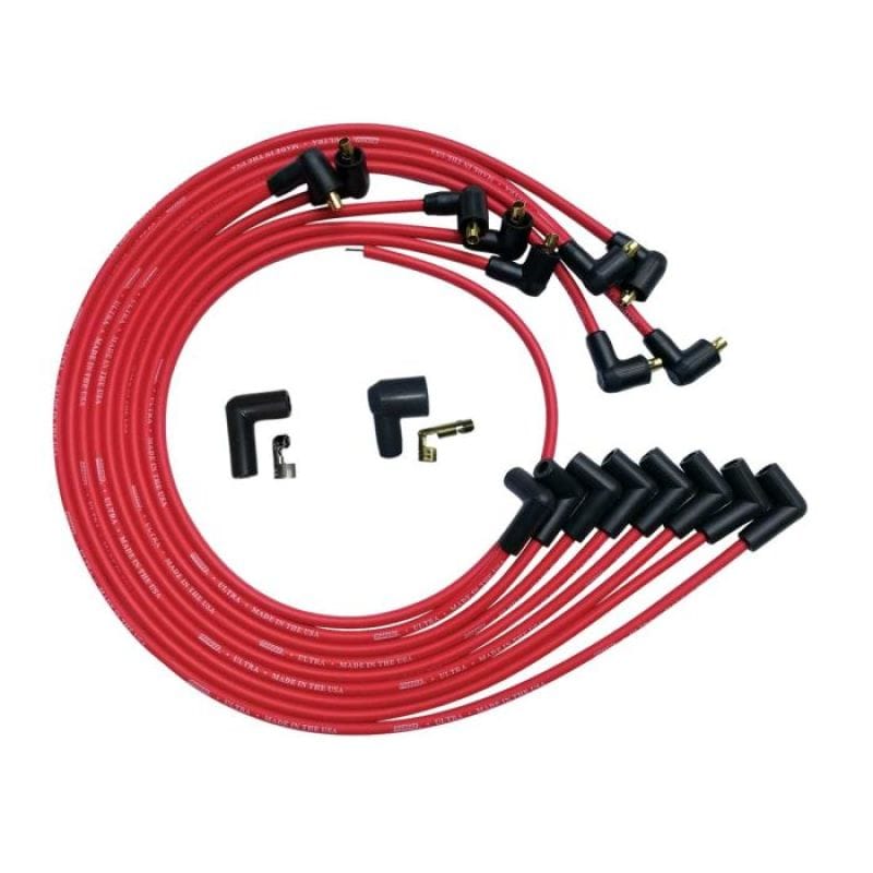 Moroso — Moroso SBC Under Header 90 Plug Non-HEI Ultra Spark Plug Wire Set - Red